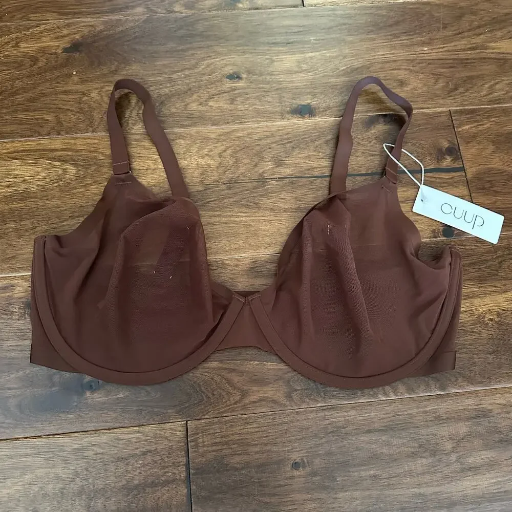 NWT Cuup 38G (4D) The Plunge Mesh espresso brown bra - Picture 4 of 14